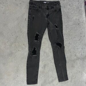 Old Navy Charcoal Distressed Skinny Jeans